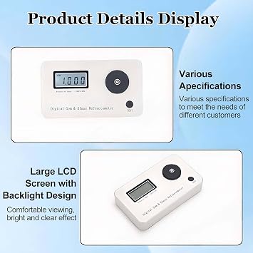 Accurate Gemstone Refractometer, Professional Jewelry Tester Identification Tools, Refractive Index 1.300-3.000, with LCD Screens, for Jewelry, Gold & Silver and Diamond