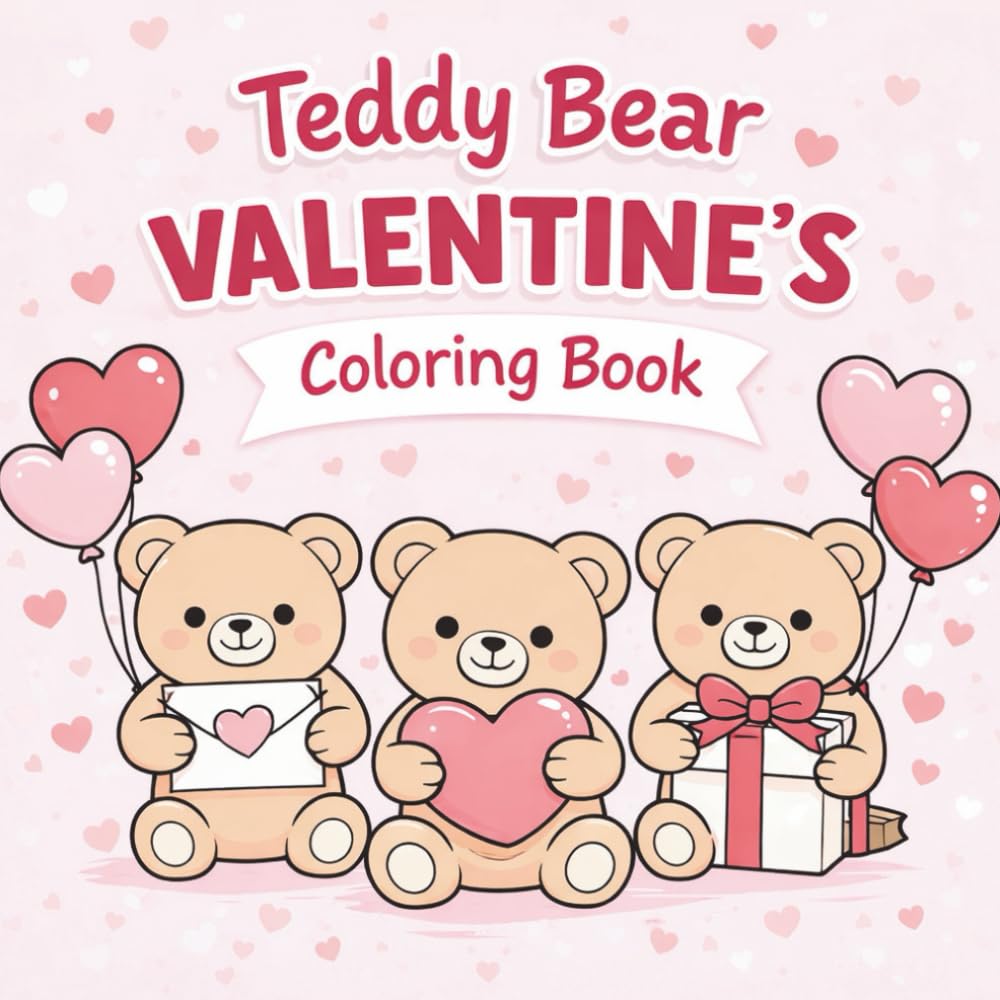 Teddy Bear Valentine’s Coloring Book: A Cute & Relaxing Valentine’s Day Coloring Book for Kids, Teens, and Adults