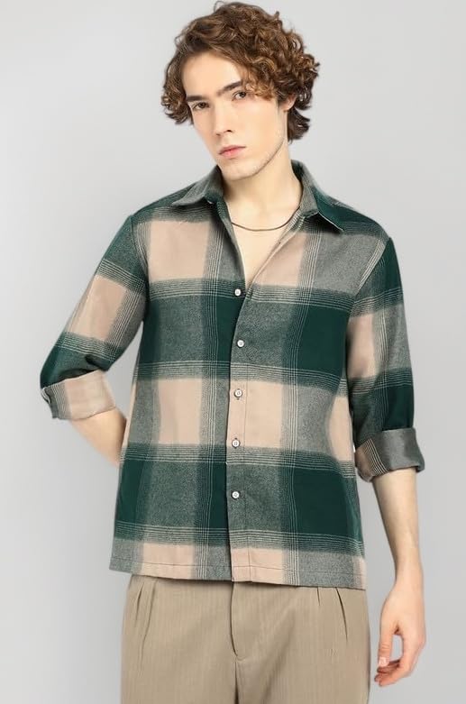 Men's Polycotton Shacket for Casual Wear | Spread Collar | Long Sleeve | Button Closure | Overshirt/Shacket Crafted with Comfort Fit for Everyday Wear