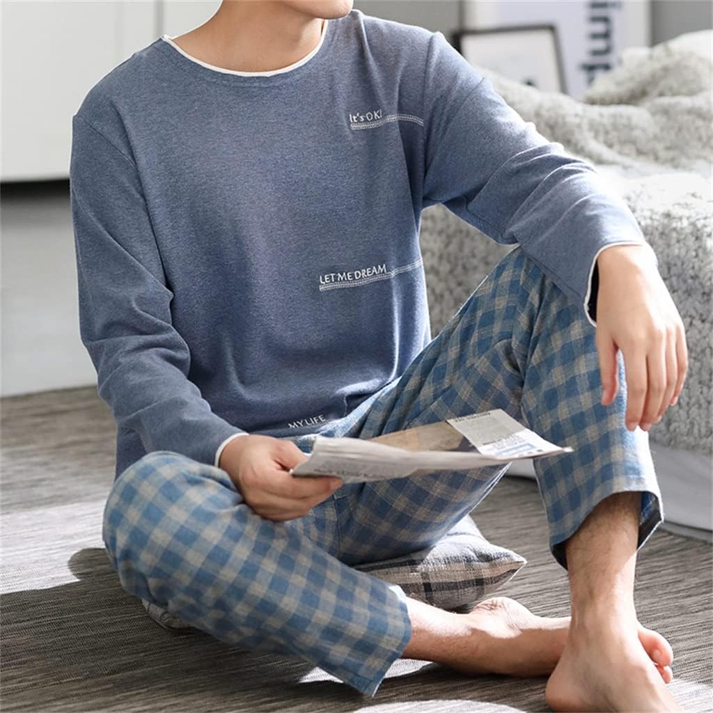 Pajamas Spring Autumn Cotton Long Sleeve Men's Homewear Winter Youth Plus Size Suit