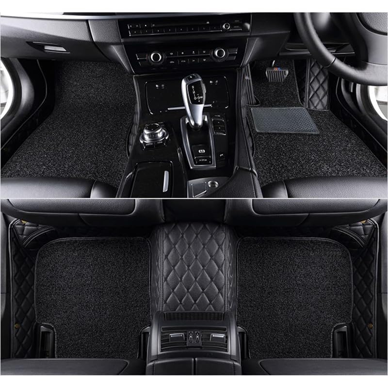 Image of Superior 7D Car Floor Mat Set for Tata Sierra, Luxury Leather + Curly Foot Mats, 7-Layer Protection, Waterproof & Anti-Skid, Full Black