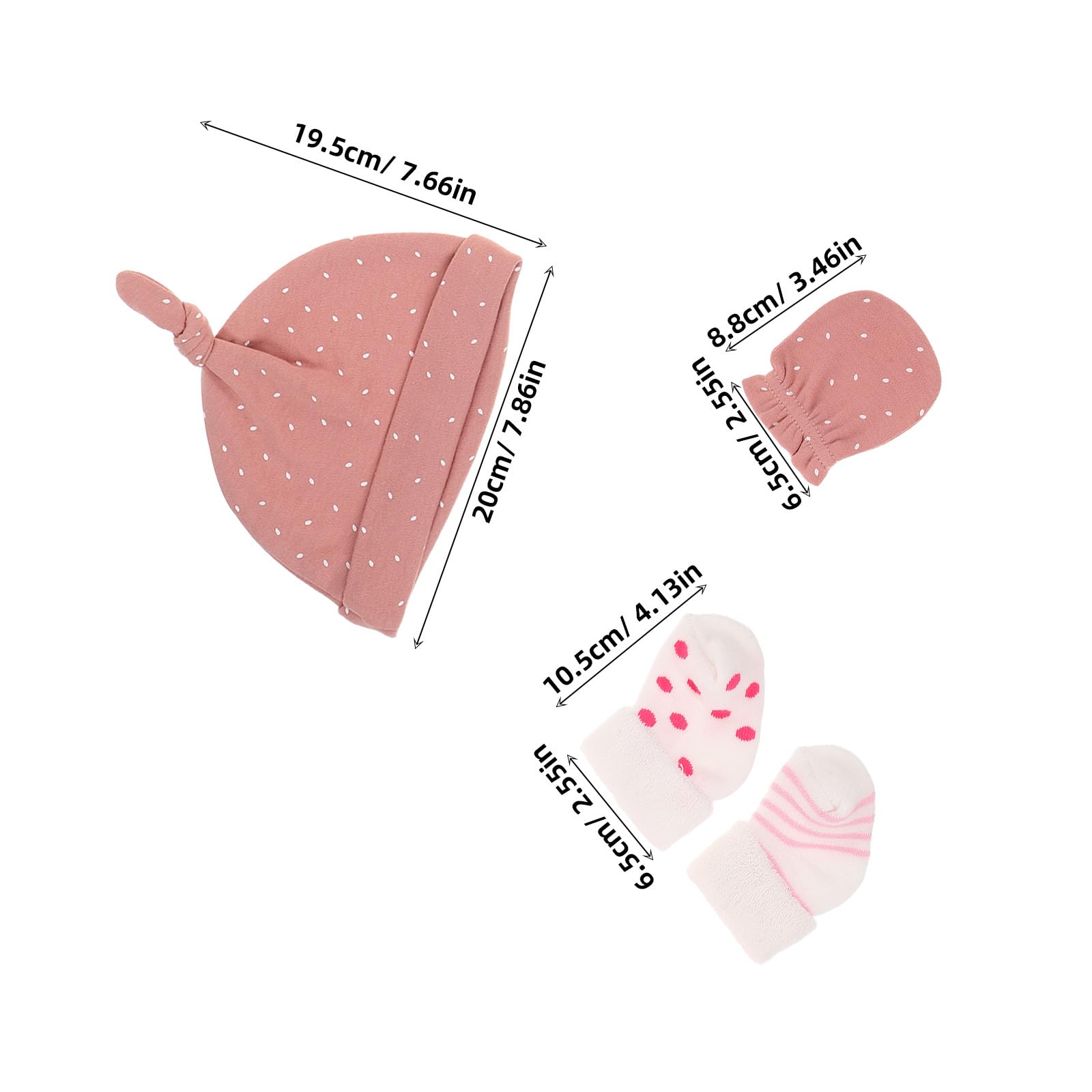LIFKOME 5 Sets Baby-Mütze, Fäustlinge und Socken: – Weiche Baumwollmützen zur Neugeborenenpflege mit Handschuhen und Socken – um die kleinen Hände und Füße warm zu halten