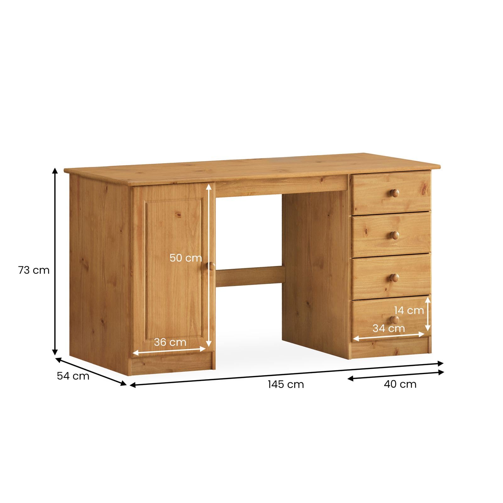 Solid Oak Desk with Drawers - Home Office Storage Solution - Dettaglio