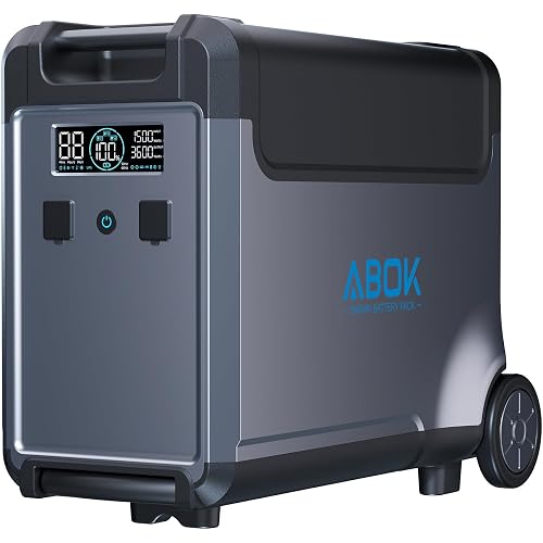 ABOK Ark3600 Portable Power Station of Extra Battery, 3840Wh LiFePO4 Battery, Expandable to 11520Wh, 3H Fast Charge, 15 Outlets, UPS 10ms, 3600W Solar Generator for Home Backup, Camping, RV