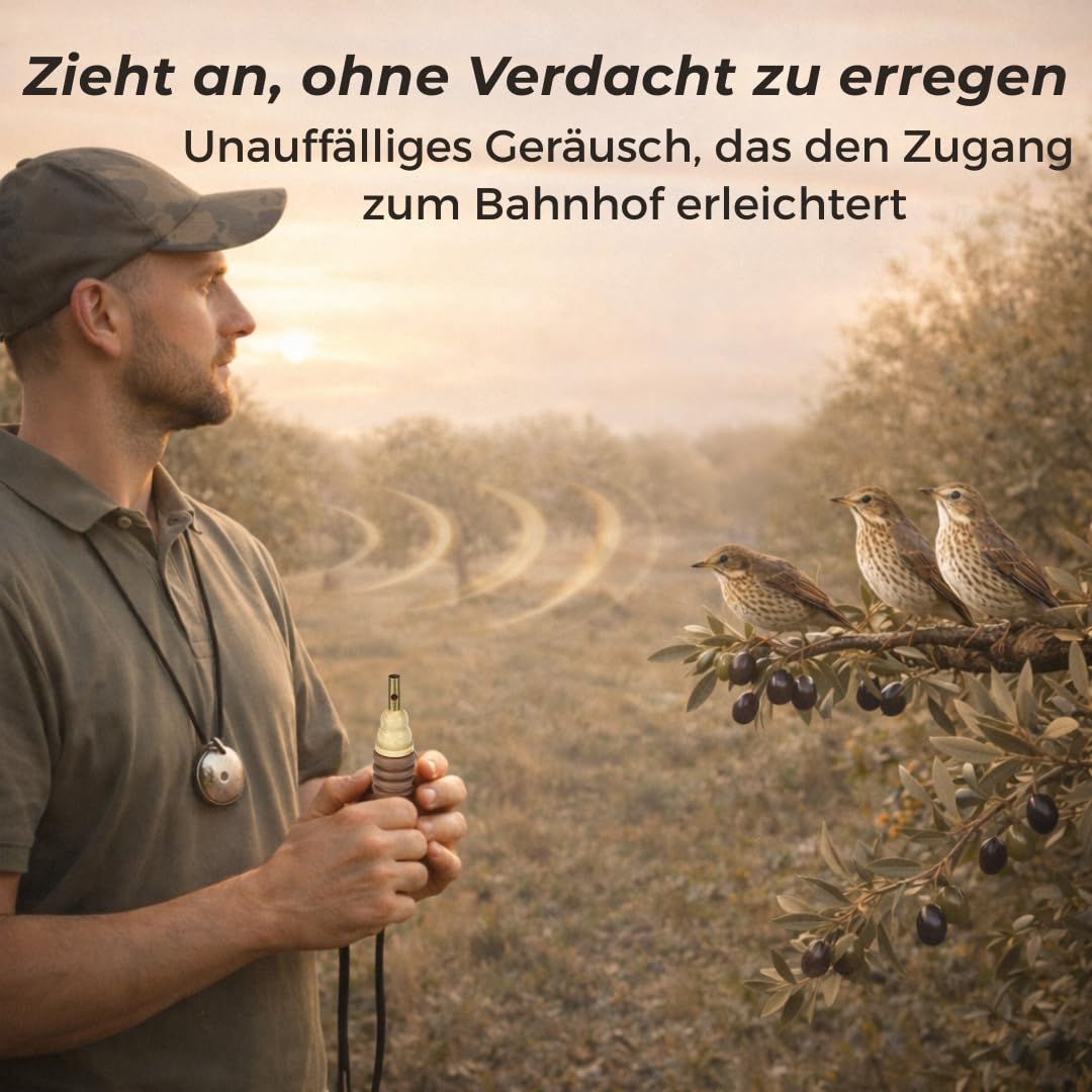 Drossel Lockpfeife Manuelle Vogelstimmen Pfeife mit 2 Pfeifen zur Nachahmung natürlicher Drosselgesänge | Singdrossel Vogelpfeife mit Umhängeband und Anleitung.