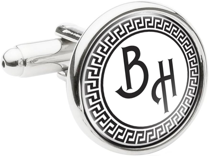 Personalised Monogram Initial Greek Style Round Cufflinks