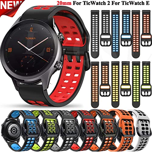 Bracelet 20mm Ticwatch 2 silicone bicolore souple et résistant - 2