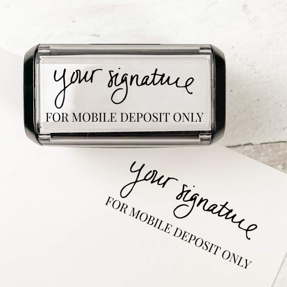 Custom for Mobile Deposit Only Signature Stamp | Choose Ink Color (Black)