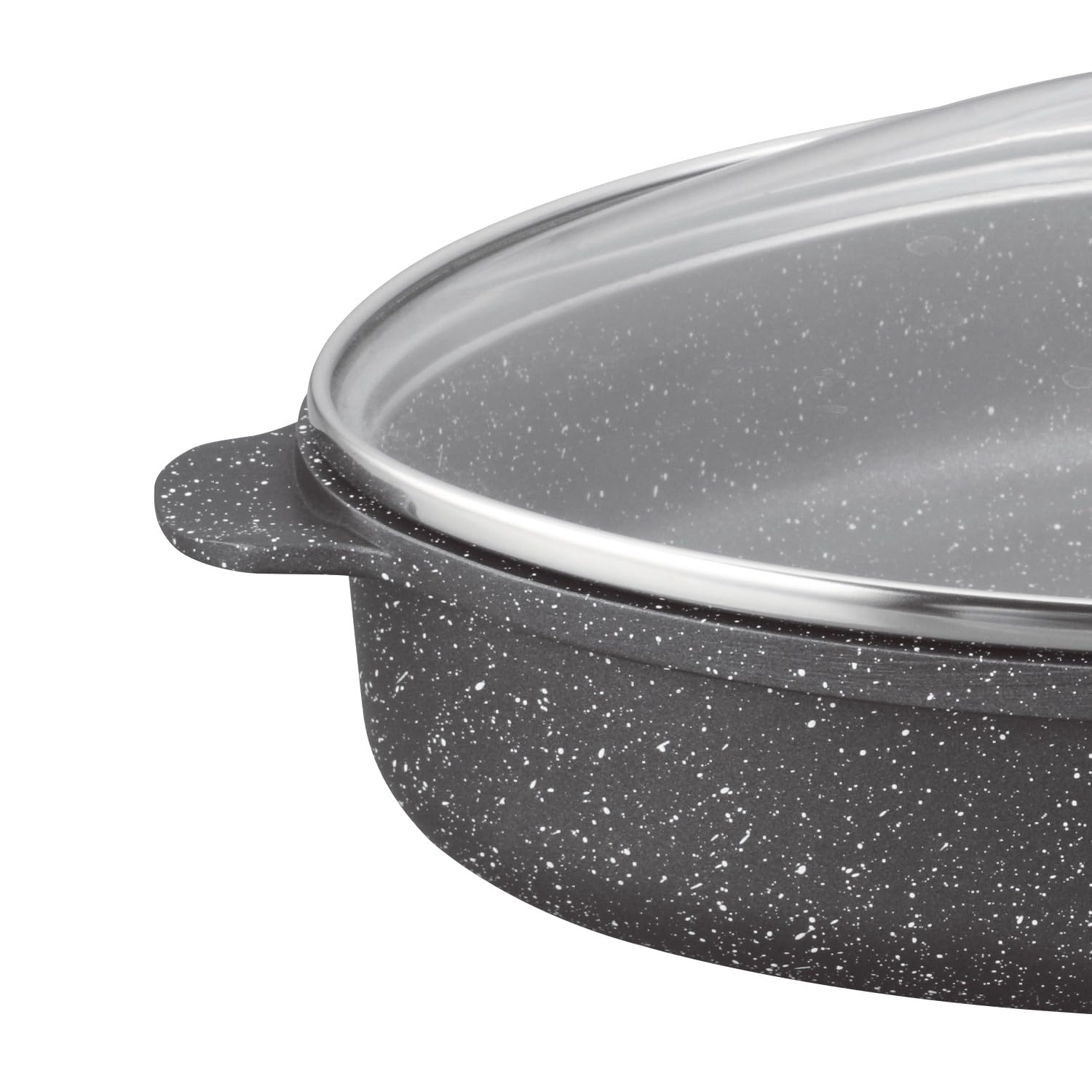 Kamberg - Cocotte/Plat à four 30 x 21 x 6,2 cm - Revêtement pierre Sans PFOA/PFAS - Tous feux dont induction - 2 Litres, Noir