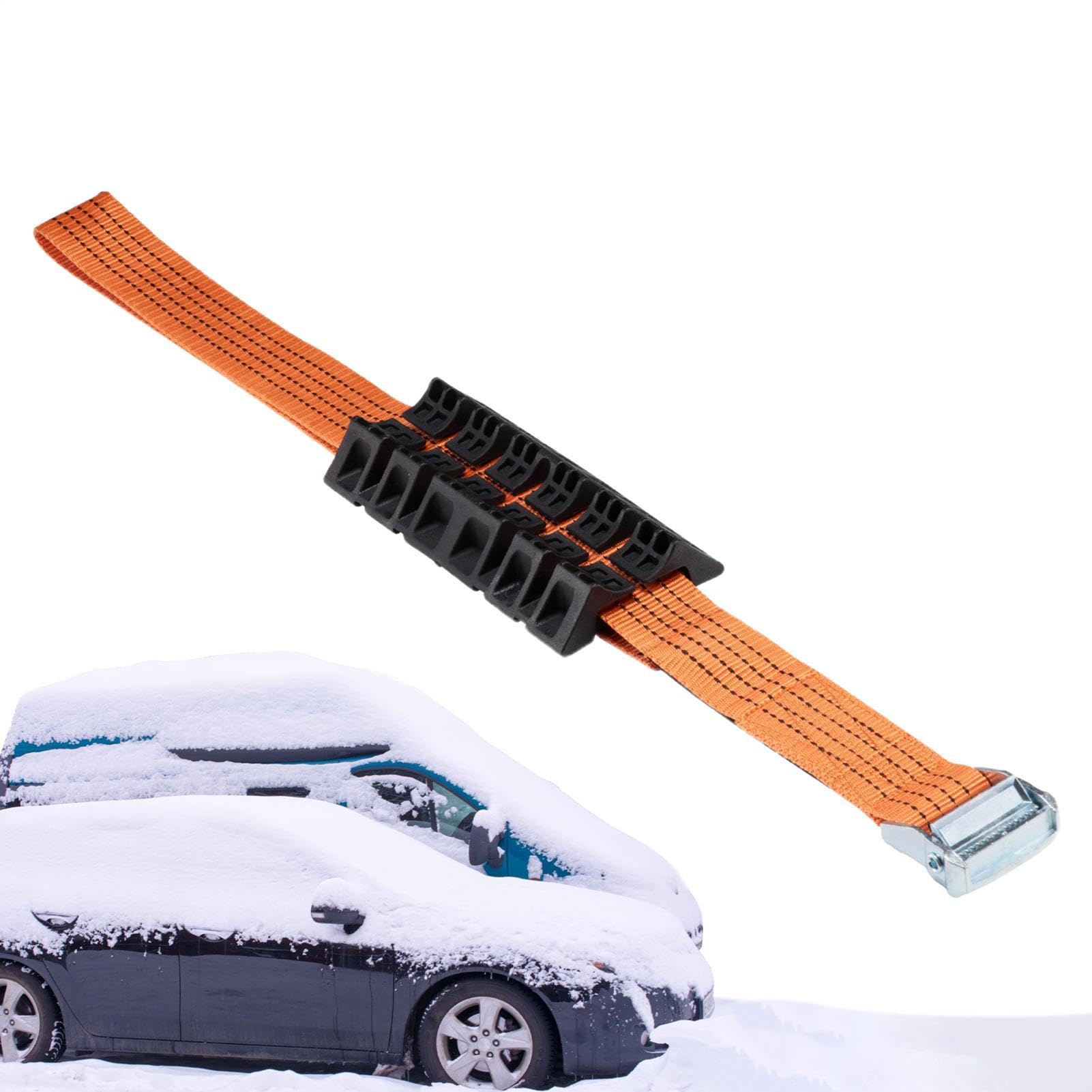 Muiltvoe Universal Snow Chains for Tires, Anti-Skid Tire Traction Device with Recovery Strap, Survival Tools for Cars, Small SUVs, Winter Driving Safety