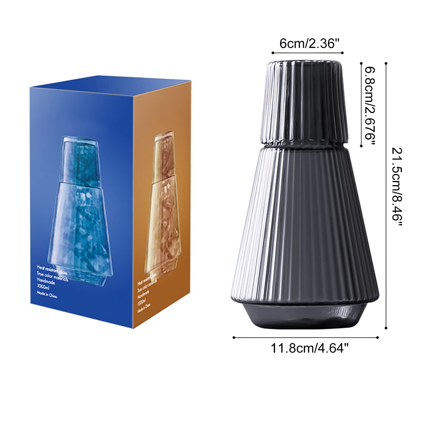 Nachtkastje Met Waterkaraf En Glazen Set, Mondwaterdispenser Voor Badkamer, 180 ml Glazen Kruikflessen Met Deksel Van 630 ml Voor Keuken, Slaapkamer En Eetkamer (Groen