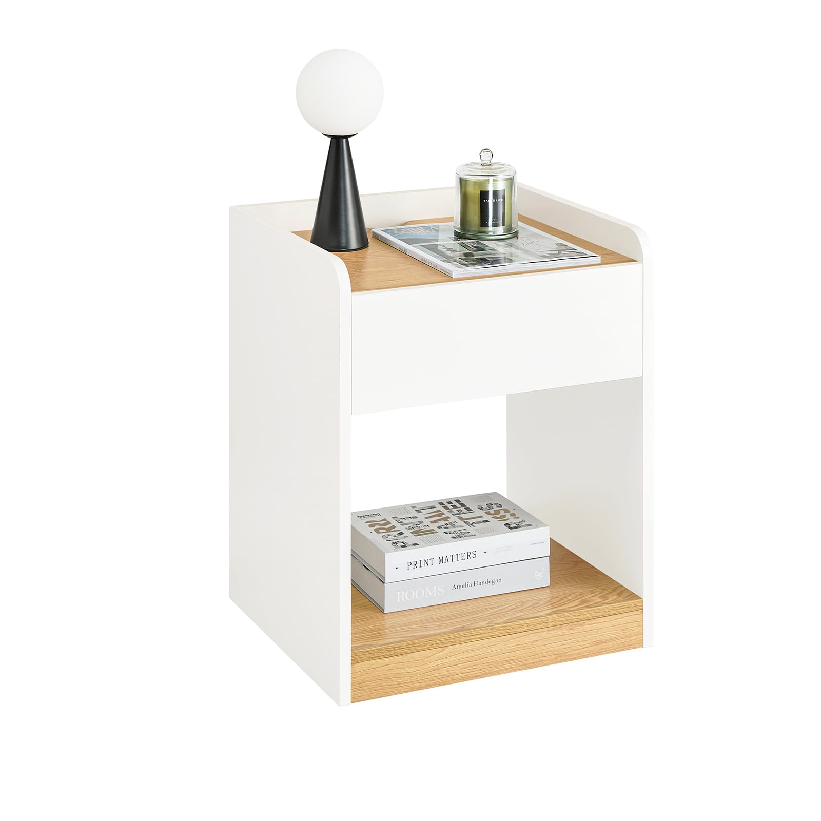SoBuy Nachttisch Weiß – BHT 45 x 55 x 40 cm, FBT128-WN
