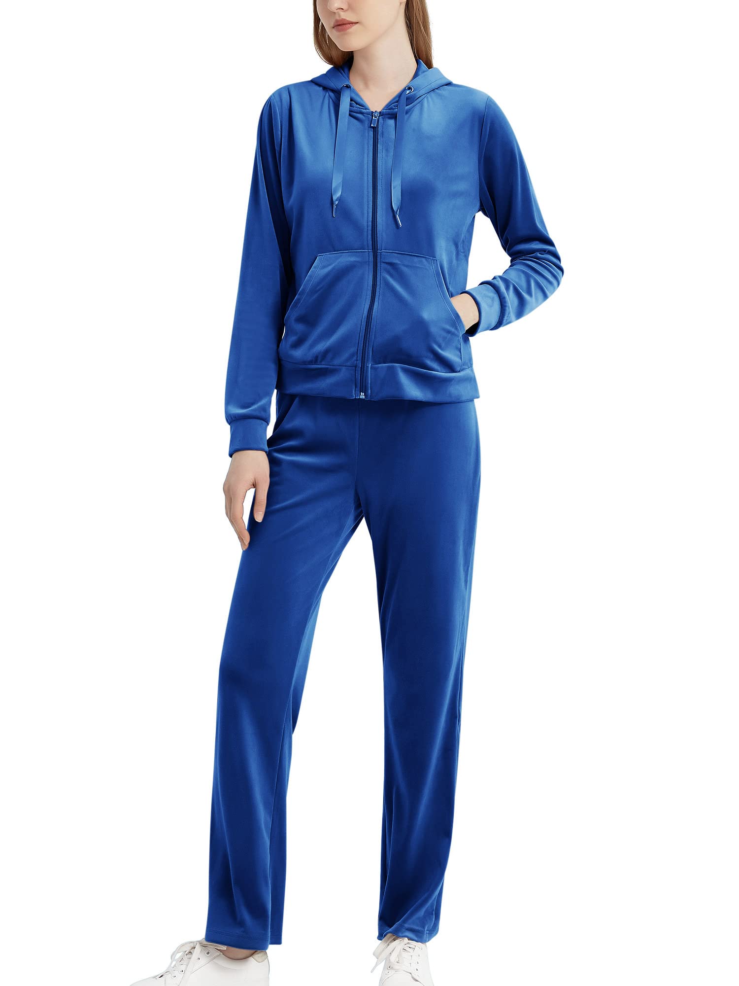MessBebe Tute da Donna Tuta Sportiva in Velluto con Cappuccio Felpa con Cappuccio Set Ginnastica Sportivo Tuta Sportiva da Jogging Casual 2 Pezzi Ginnastica Tuta Manica Lunga