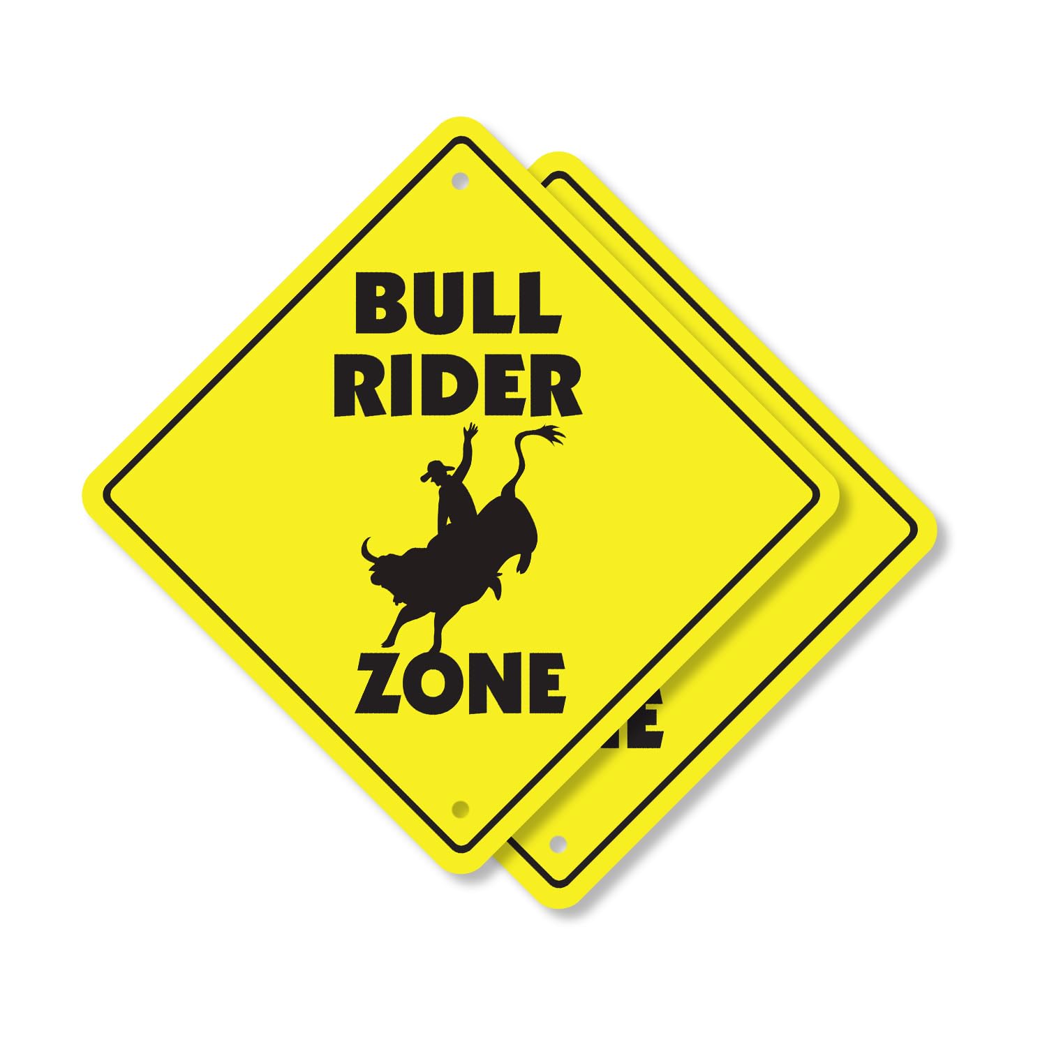 Bull Rider (2 Pack) Plastic Crossing Sign - 10 Inch X 10 Inch Xing Sign Gift Rodeo Cowboy Sports Animal Arena Tough Challenge Rustic Outdoor Event