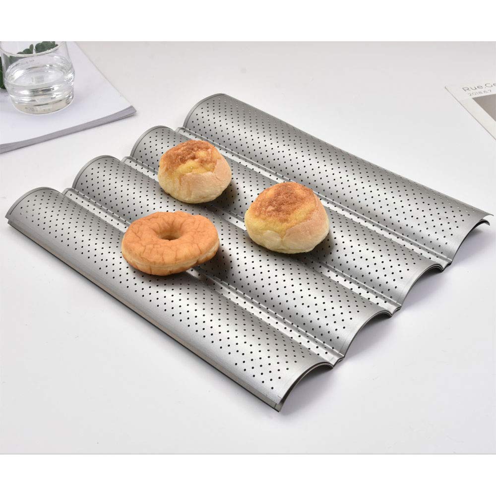 tooloflife Baguette - Bandeja perforada para hornear (antiadherente, para 4 baguetes)