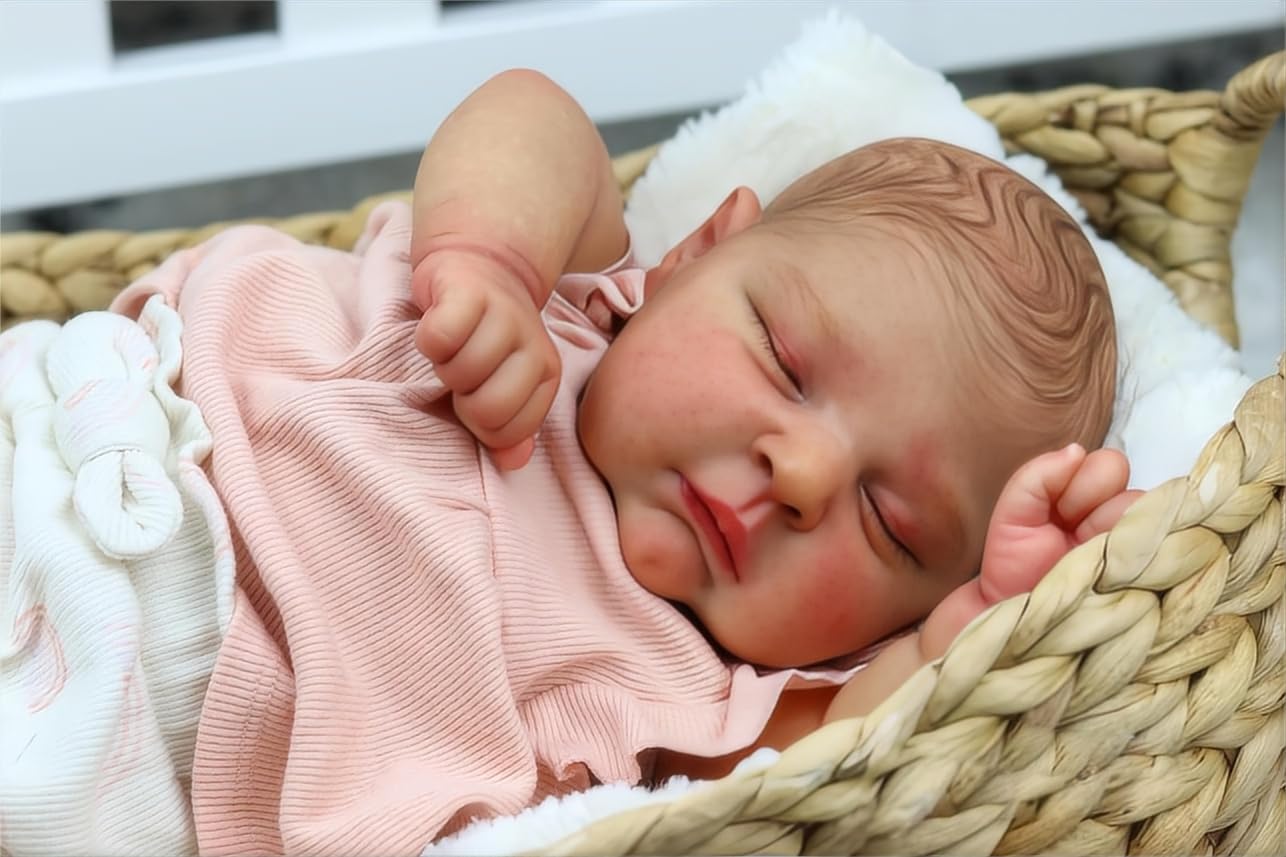 Zero pam Reborn Puppe Mädchen 50cm Reborn Baby Vollsilikon Lebensechte Babypuppe Wie Echtes Newborn Baby Puppe Realistische Puppen Mit Augen Geschlossen