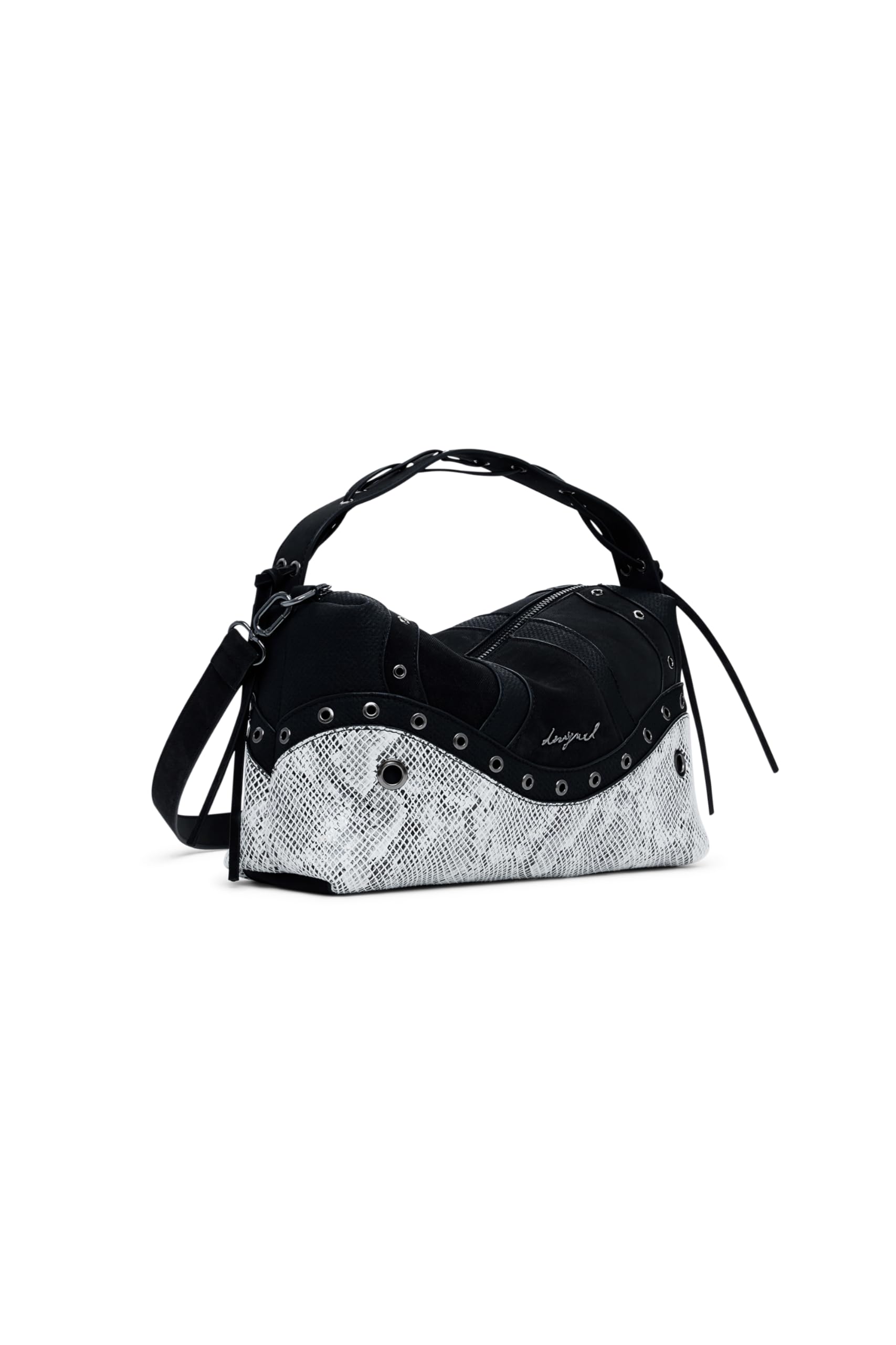 Desigual handbag cross body bag Bergamo Snake Patch Shoulder Bag Black
