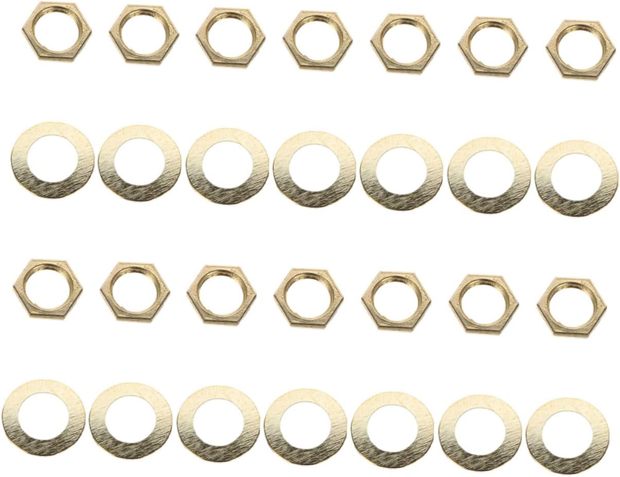 KOMBIUDA 14pcs Gold DIY Clock Parts Kit Clock Movement Assembly Nuts Washers Lock Washers Locknuts for Metal Quartz Clock Repair