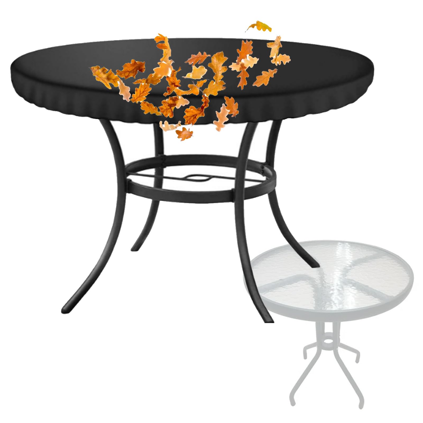 Crysterris Black Waterproof Garden Round Table Top Covers, 210D Oxford Circular Outdoor Table Top Covers Protection, Patio Round Table Cover Protector With Drawstring(Size:92 * 10Cm,Color:black)