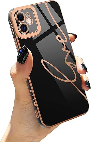 OOK Funda compatible con iPhone 11, diseño de letras de amor, de lujo, galvanizado, TPU suave, a prueba de golpes, funda protectora completa de