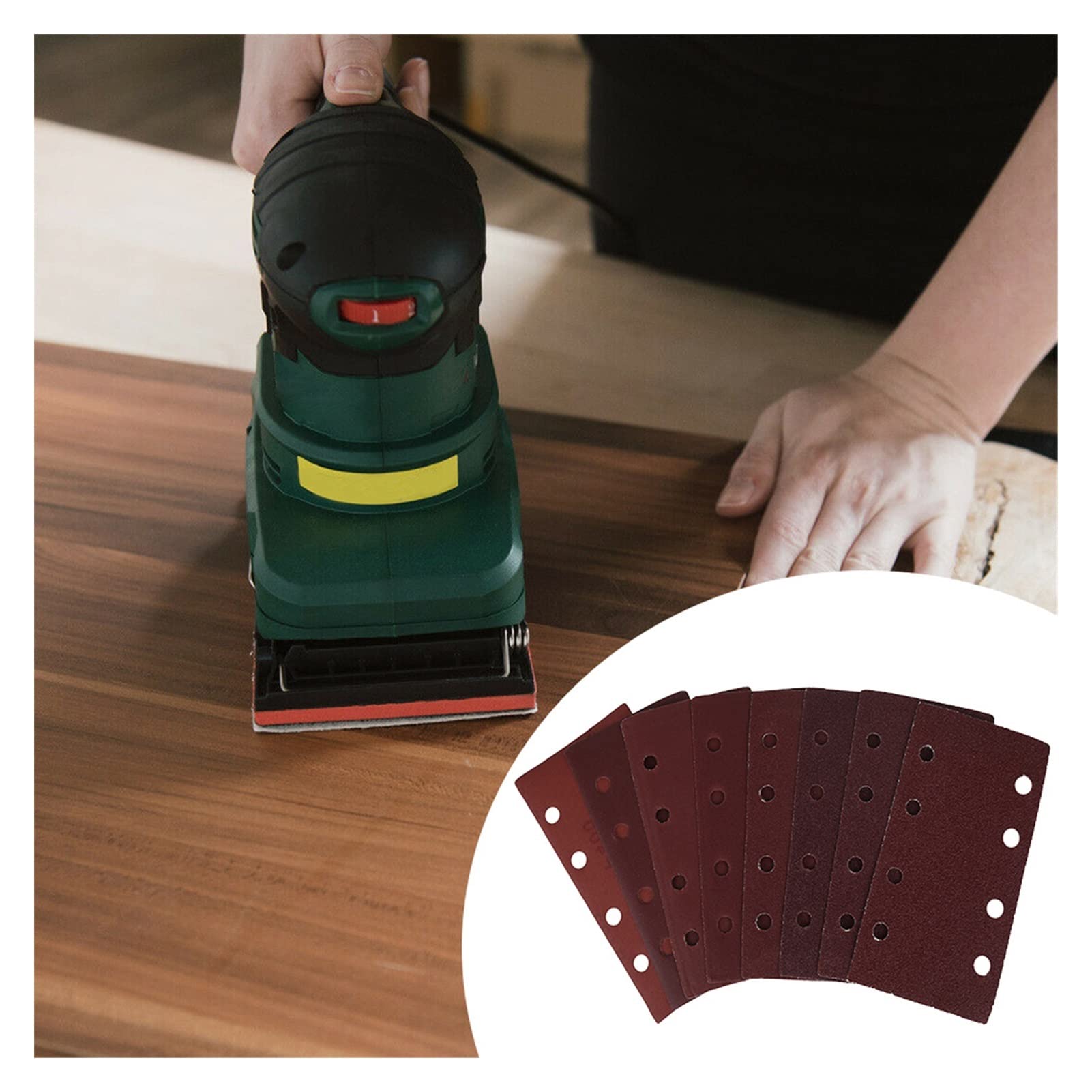 Papel de lija abrasivo ZSBLXHHJD 40 hojas de papel de lija 93x185mm Papel de lija Hook and Loop Pad Punch 8 Hole Rectangular Sandpaper 40-400 Grit (Color : 40PCS)