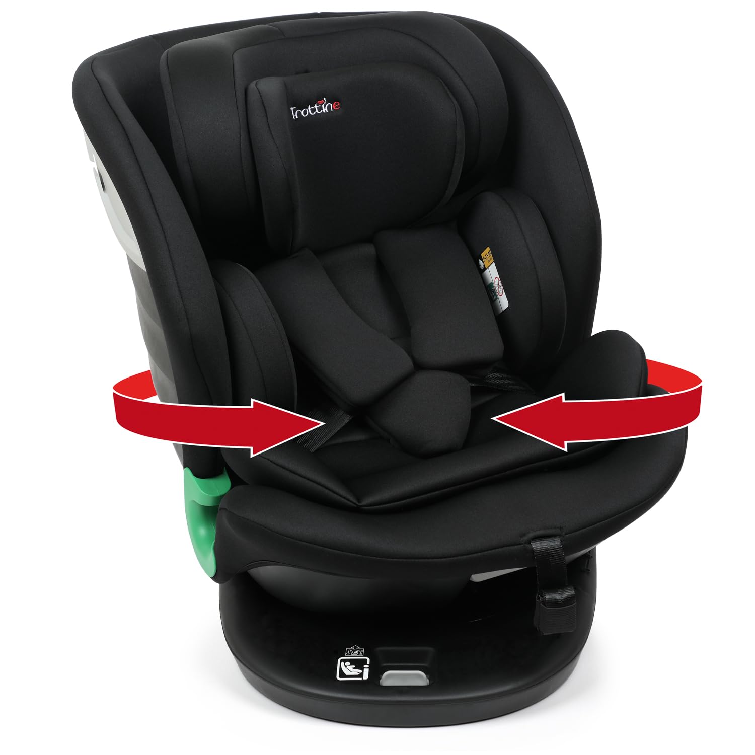 Bradford siège auto pivotant R129 i-size 40-150 cm, Groupe 0+/1/2/3, naissance-36 kg, Isofix, RWF ou FWF, très longue durée d'utilisation : un seul siège de la naissance à 12 ans - Shadow