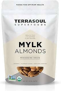 Terrasoul Superfoods Raw Unpasteurized Organic Almonds (Mylk Grade), 2 P...