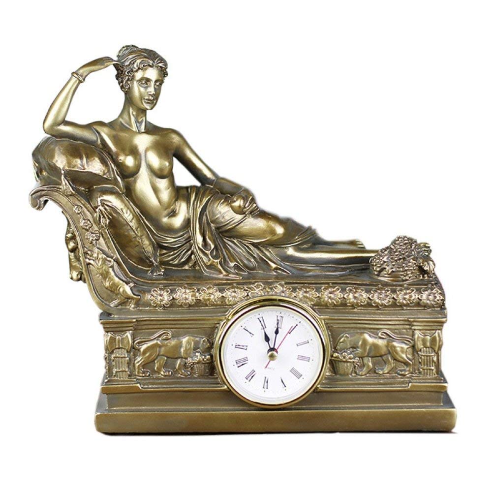 Statue beauté en résine avec horloge pour décoration de maison
