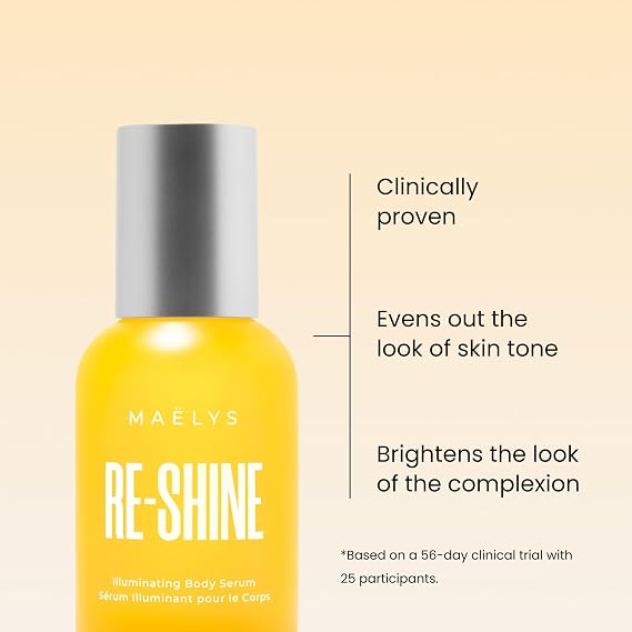 MAELYS RE-SHINE Illuminating Body Serum with Hyaluronic Fusion and Sea Daffodil - Brightens the Look of Dark Spots and Evens the Appearance of Skin Tone (3.5 Fl Oz)