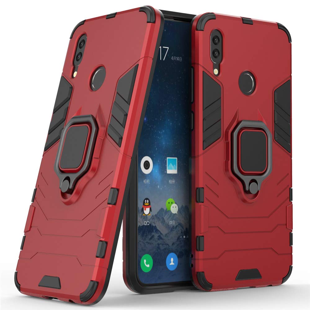 CHcase Huawei P Smart 2019 Funda, 2in1 Armadura Combinación A Prueba de Choques Escudo Cáscara Dura PC + TPU con Soporte Magnetic Car Mount Case Cover para Huawei P Smart 2019 -Red — view 2