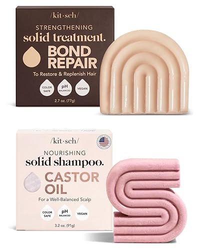 Kitsch Fortalecimiento de la reparación de bonos Tratamiento sólido y barra de champú de aceite de ricino con descuento