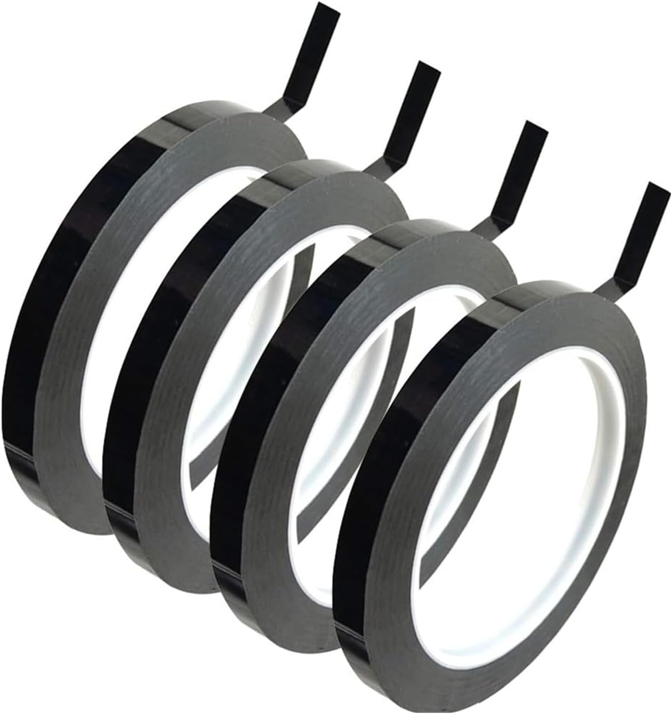 – 4 Pcs Chart Tape, 6mm*50m Whiteboard Self-Adhesive Vinyl for Pinstripe Dry Erase Board Line (Black)