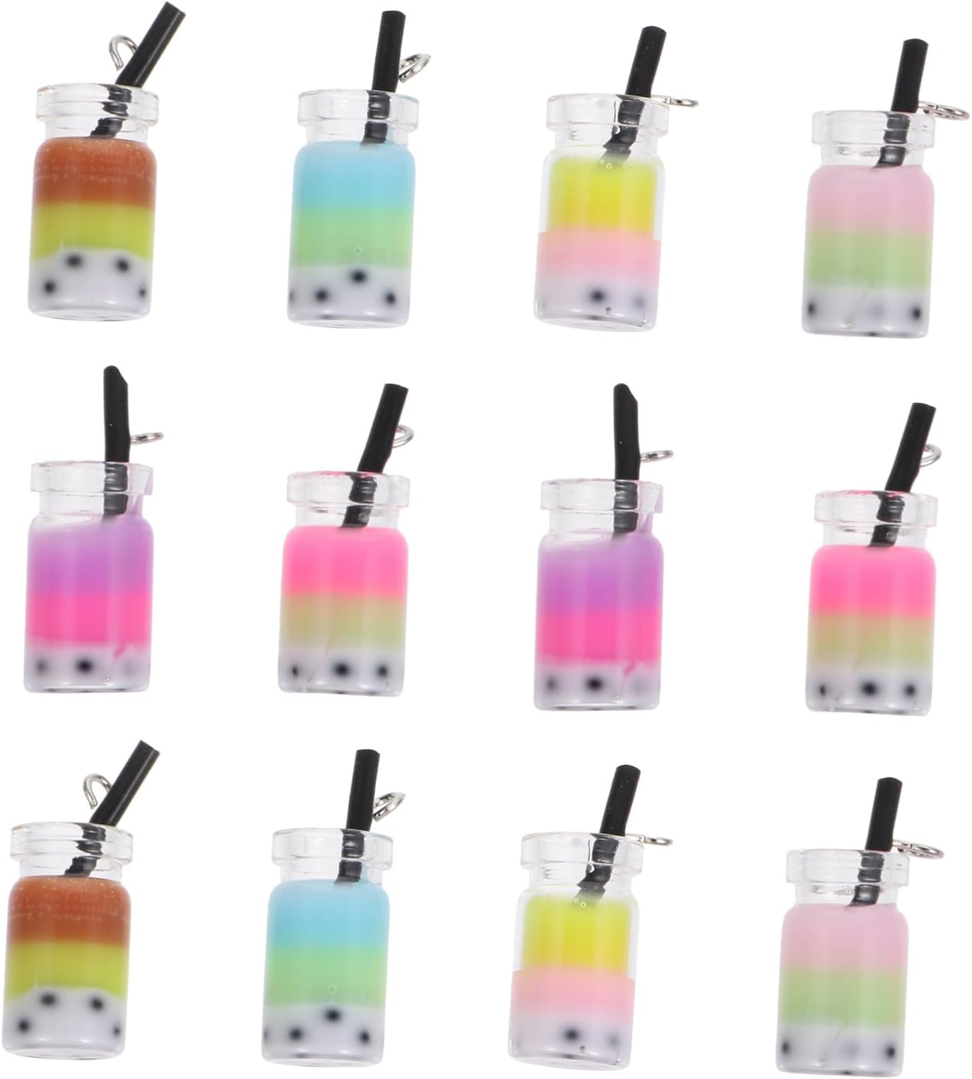 Garneck 12pcs Resin Milk Tea Charms Pendants DIY Craft Key Chain Accessories Random Colors Bright Jewelry Embellishments for Women Random Color