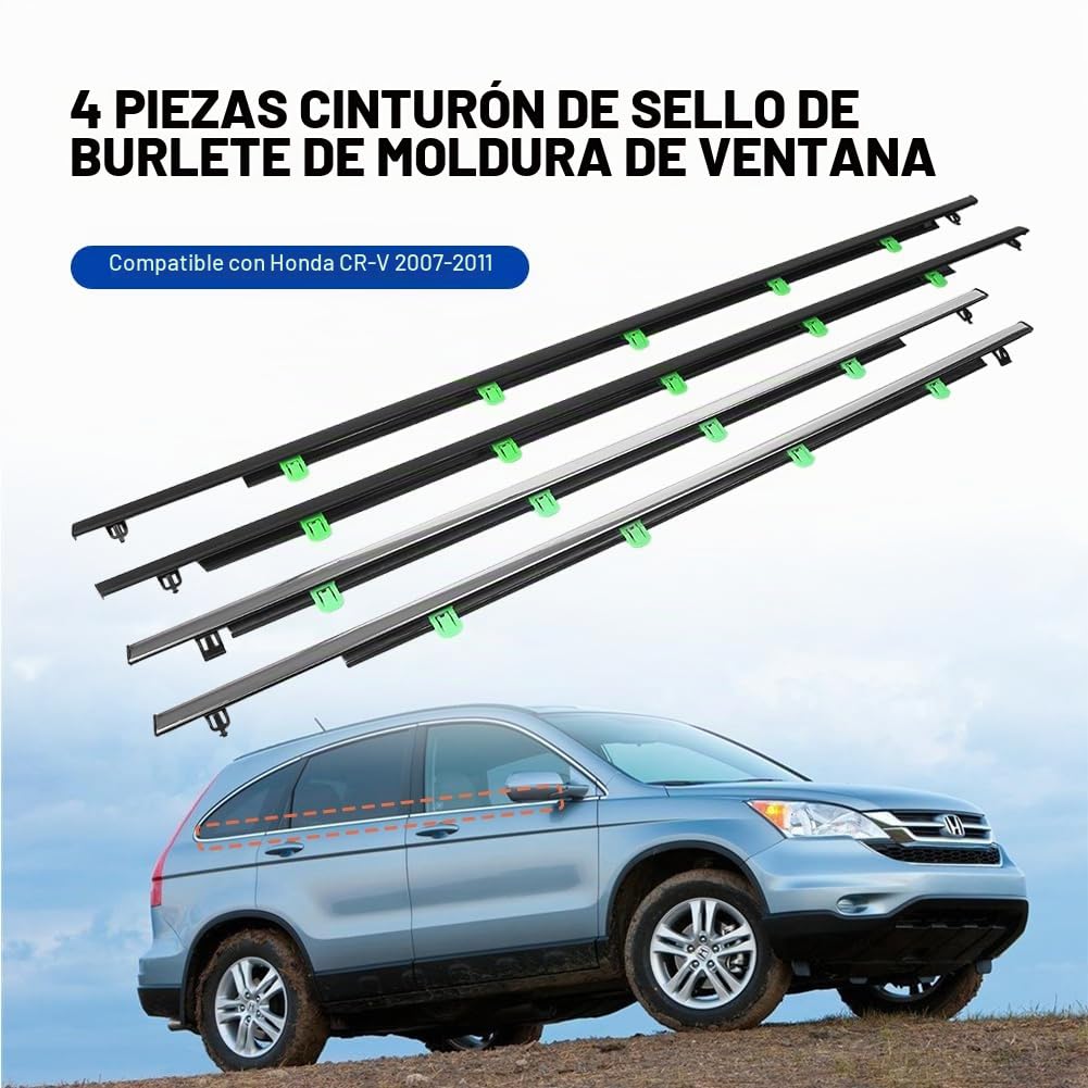 FSFYUK Burletes para ventanas de coche 4 piezas compatibles 4 piezas compatibles con ventanas de coche para CR-V CRV 2007 2008 2009 2010 2011