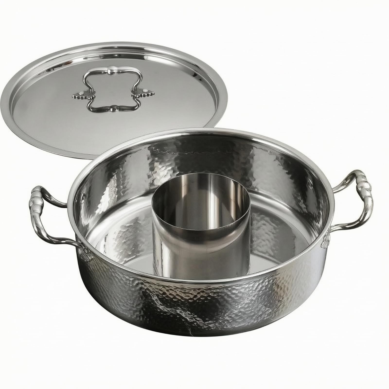 Olla con Doble Asa Resisn Al Térmico | Olla Hot Pot Martillada, Multifuncional, para Restaurans, Familias, 32CM, Ranura Redonda