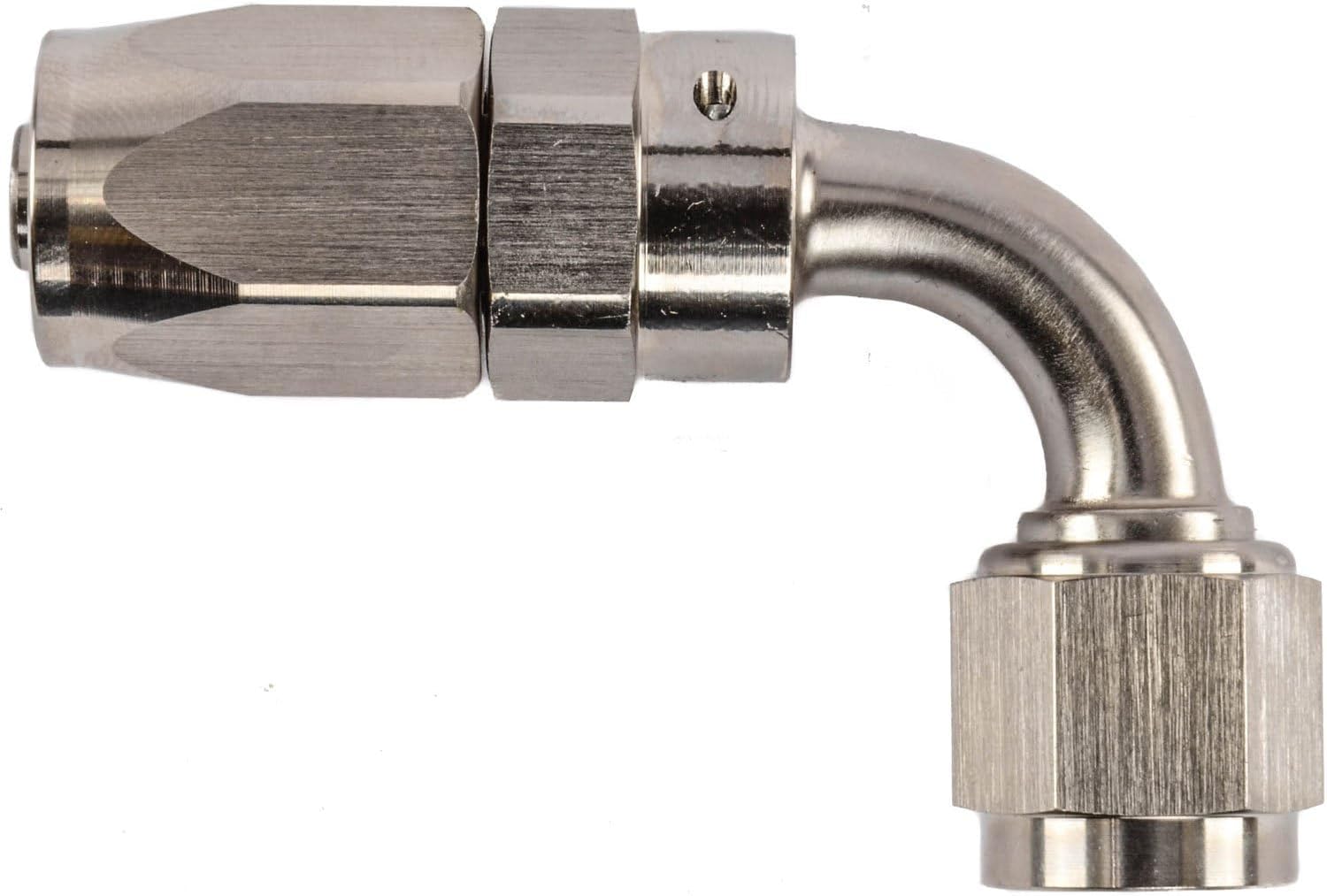 JEGS -6 AN Female Max Flow Hose End Fitting | 90 Degree | Nickel Plated Aluminum | One Per Package