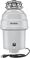 Kraus WasteGuard KWD201-100MCG 1 HP Quiet Garbage Disposal - Continuous Feed Kitchen Sink Disposer with Power Cord & Flange