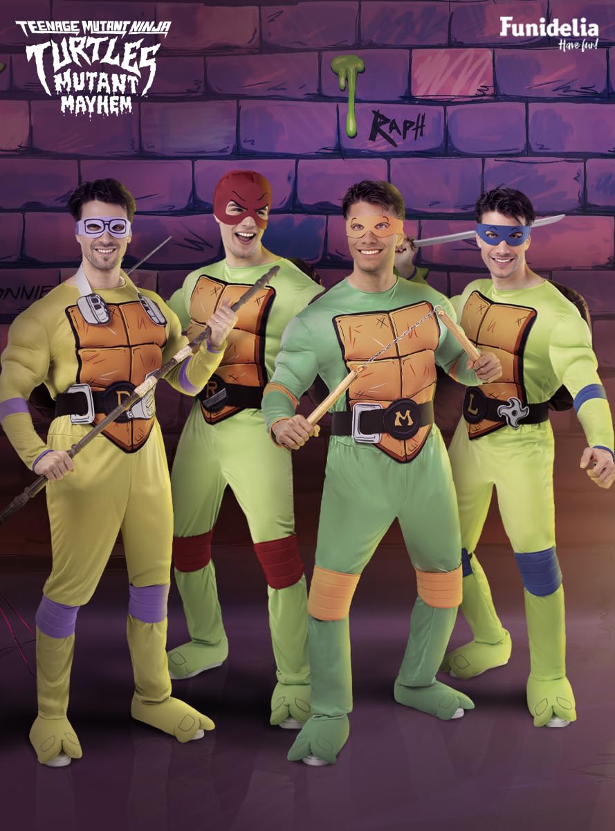 Funidelia | Disfraz de Raphael - Las Tortugas Ninja para hombre Tortugas Ninja & Dibujos Animados - Disfraz para adultos y divertidos accesorios para Fiestas, Carnaval y Halloween - Talla M