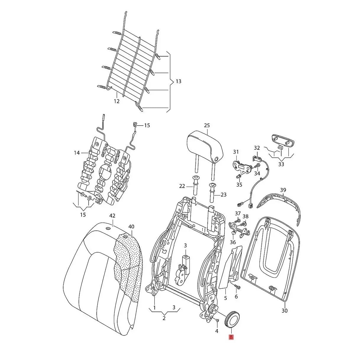 Sitzverschiebeschalter Manueller Sitzverstellknopf, passend für Audi A3 4 5 6 7 S4 5 6 Q2 3 5 7 8 RS3 5 6 7 RSQ3 TT 8K0881671 Sitzsteuerung Schalter(Beige)