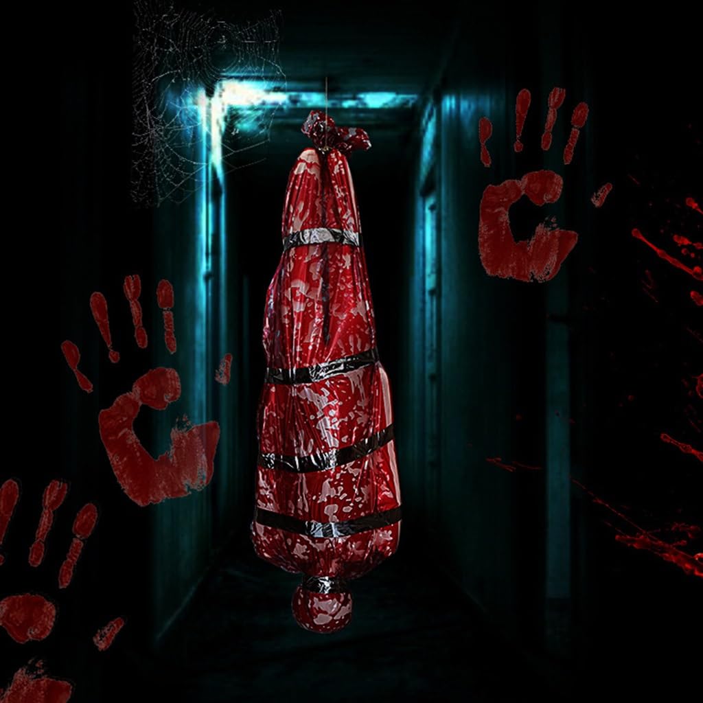 Cadavere Gonfiabile Per Halloween | Sacco Per Cadaveri Finto Con Pompa E Nastro | Decorazione Spaventosa Per Giardino, Casa Stregata E Feste A Tema