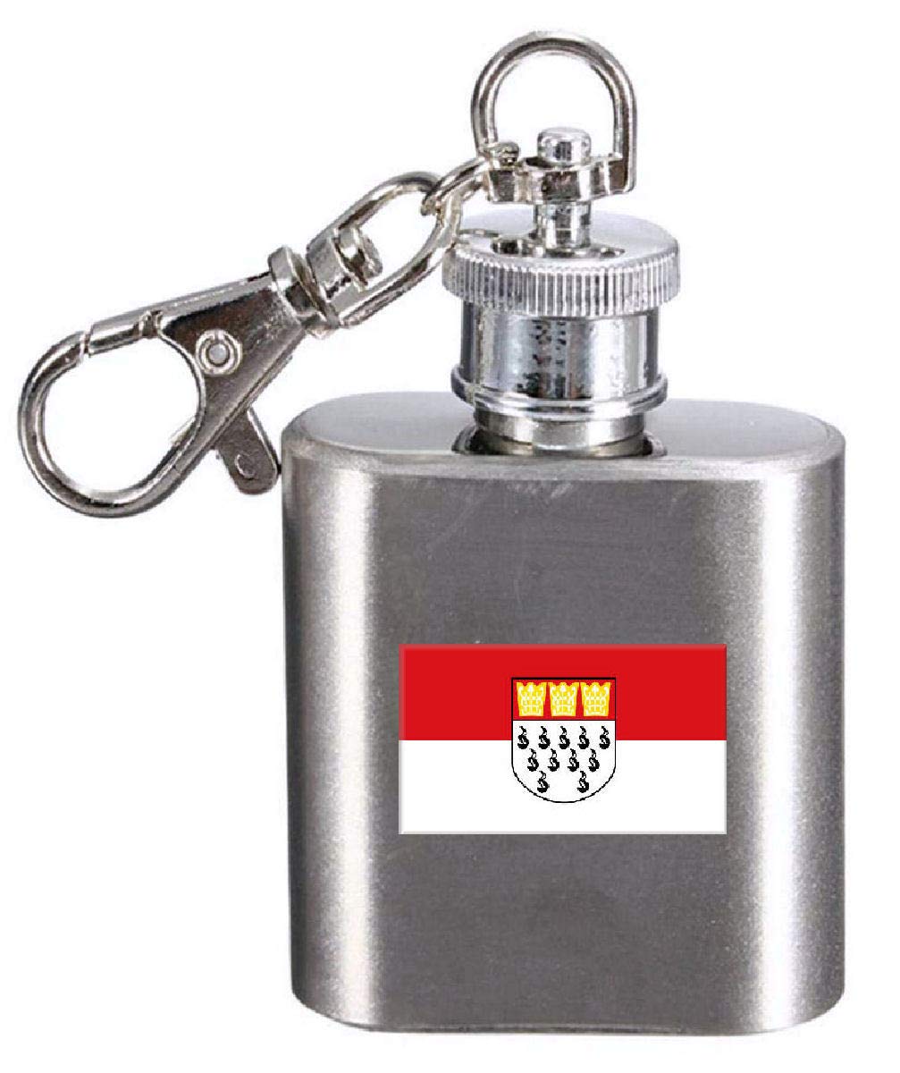 Flasque porte-clés Cologne en acier brossé et gravure héraldique haut de gamme