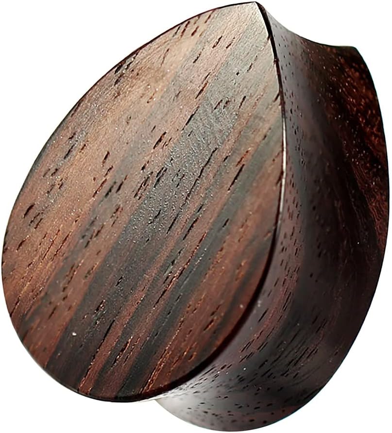 Flat Teardrop Sono Natural Wood Double Flared Gauge Ear Stretcher Saddle Plug Body Piercing Jewelry