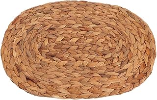 JUEXIN Tovaglietta Fatta a Mano con Tessuto in giacinto d'Acqua Intrecciato Naturale Rotondo, Tappetino in Paglia di Erba Resistente al Calore Antiscivolo