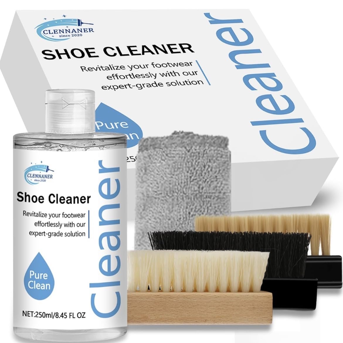 ClennanerShoe Cleaner, Sneaker Cleaner Work on Leather, Knit, Boots, Canvas, Suede, PU, Fabric, Shoe Cleaning Kit Removes Dirt, Stain
