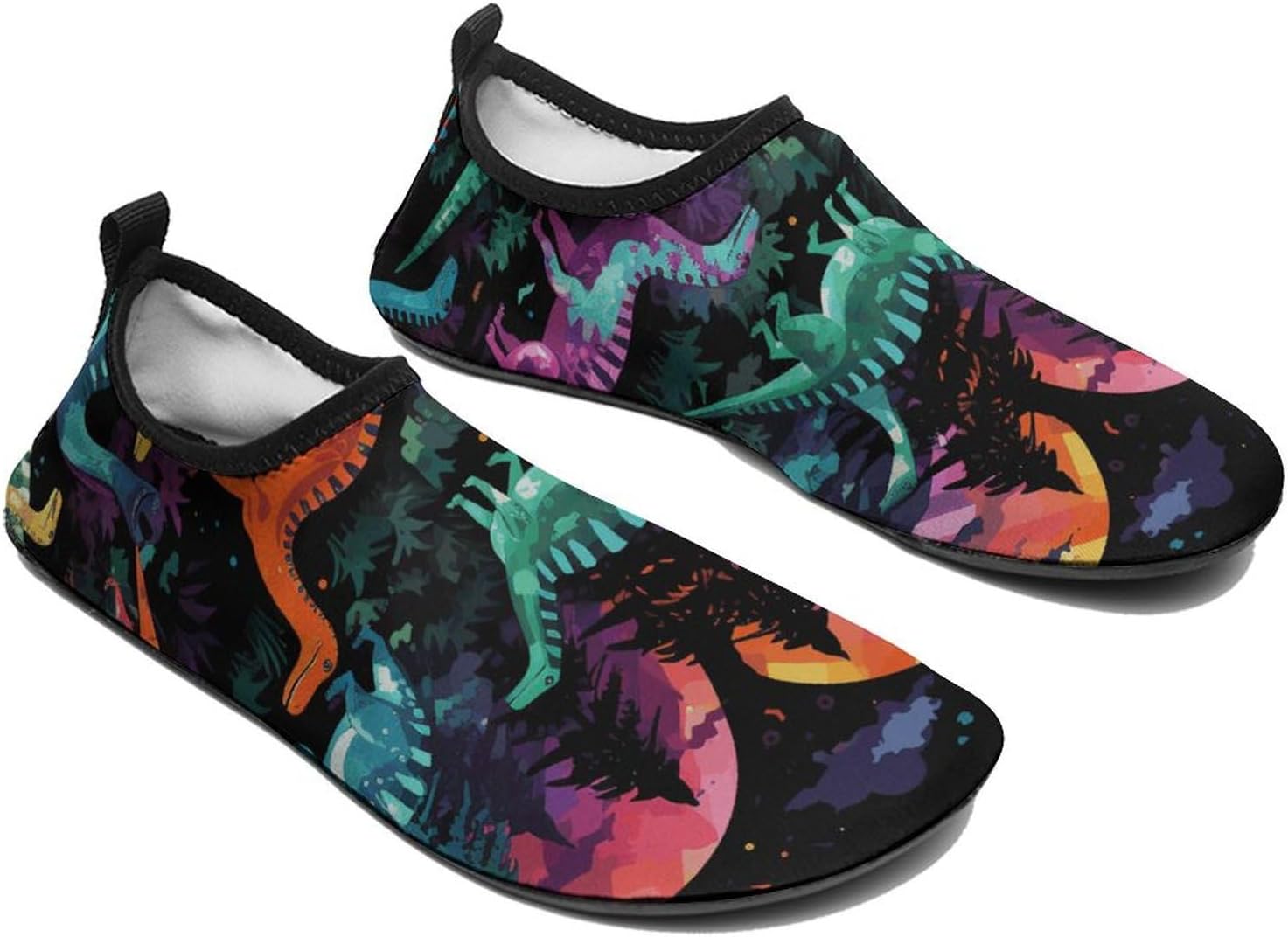 Water Shoes for Women Men Swim Beach Shoes Quick Dry Barefoot Aqua Shoes Colorful Dinosaurs Sport Shoes Hiking Shoes 5/6women