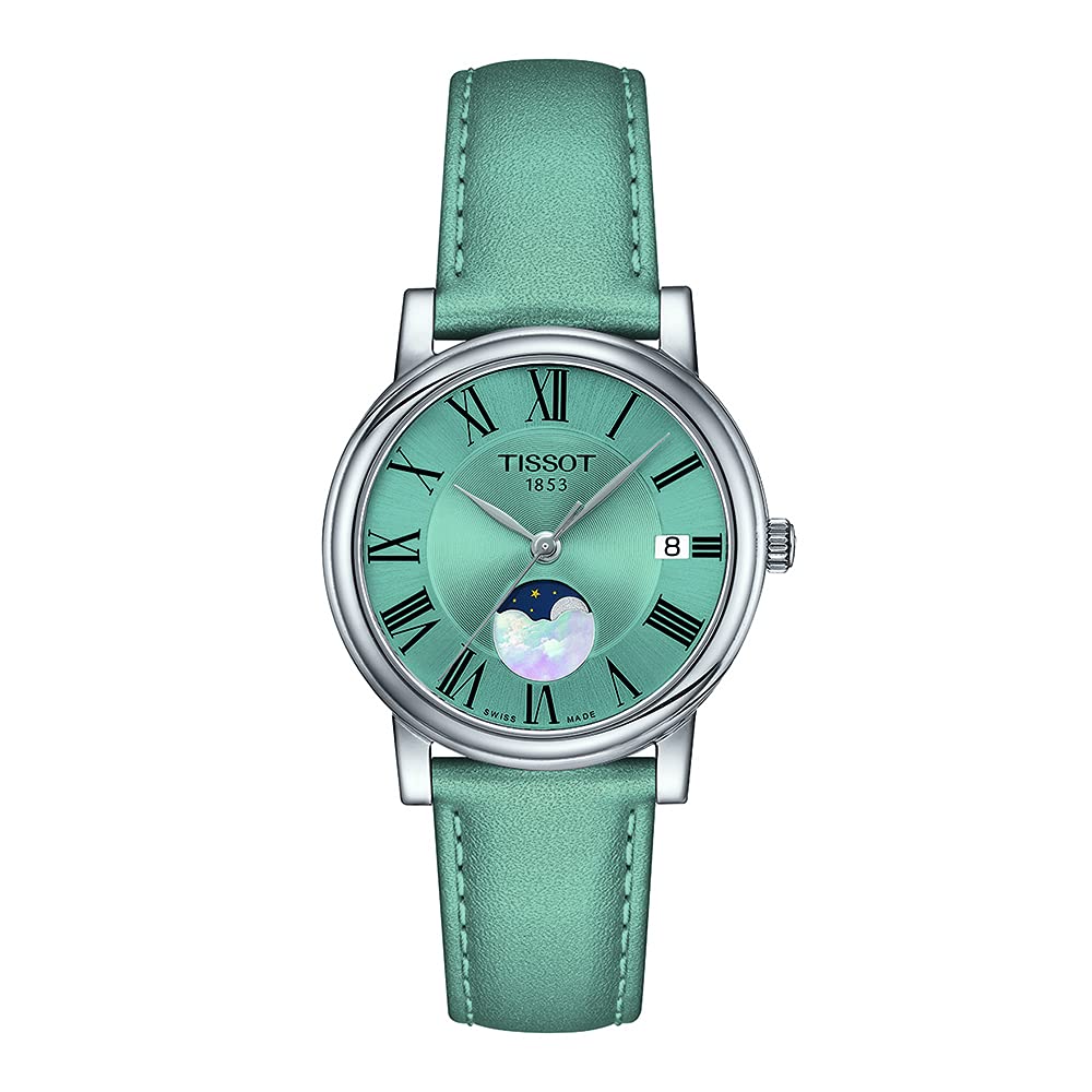 Tissot Women's Carson Premium Ladies Moon Phase Swiss Quartz Watch Blue Leather 16 (T1222231635300), Blue, Quartz Watch, blue, Quartz Watch