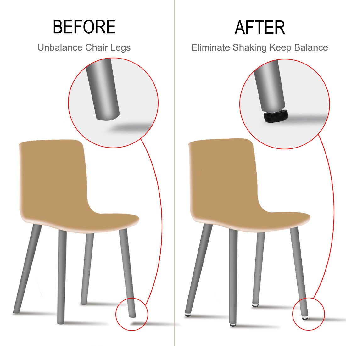 Uxcell M8 Adjustable Leveling Feet 24 Pack - 13mm Thread, 30mm Base, Furniture Glides For Tables, Chairs 10 thumbnail image