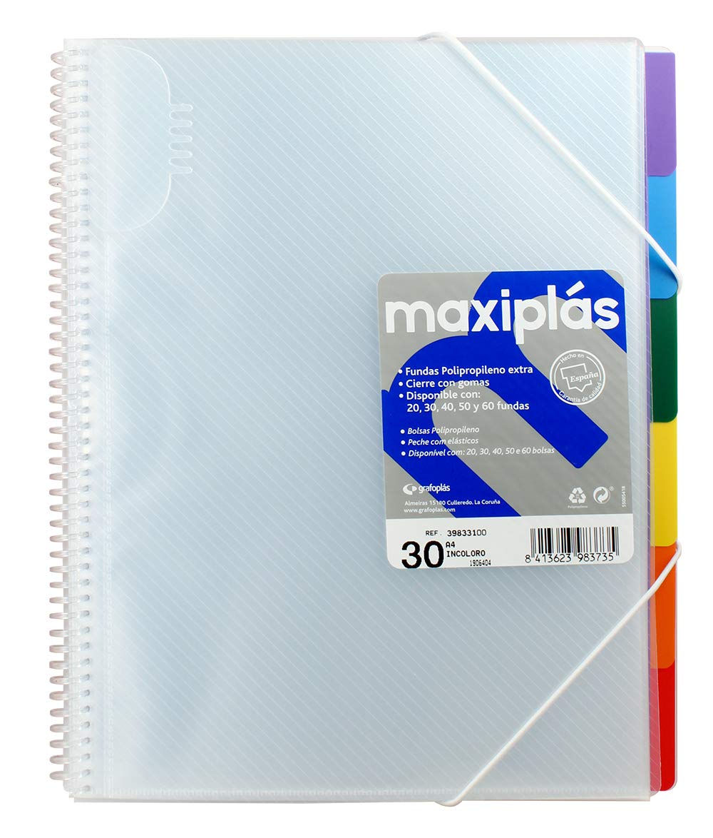 grafoplas 39833100 Folder – 30 Pockets, A4, Dividers, Transparent