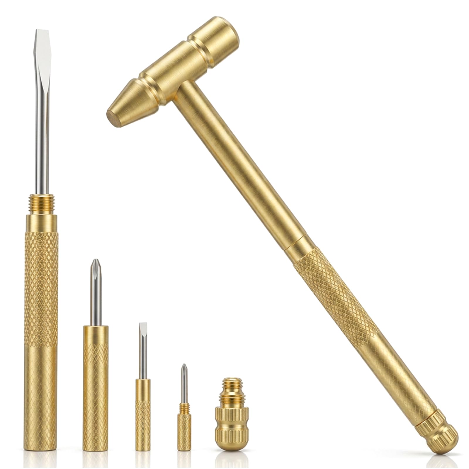 Klein Hammer 6 in 1 Hammer mit Schlitzschraubendreher und Kreuzschlitzschraubendreher für Uhrmacher und Reparateure kleiner Haushaltsgeräte