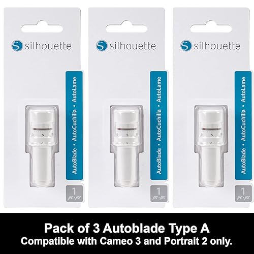 Miniatura 3 de Silhouette Autoblade - Juego de 3 cuchillas de repuesto para Cameo 3 y Retrato 2 con CrafterClub+50 diseños gratis